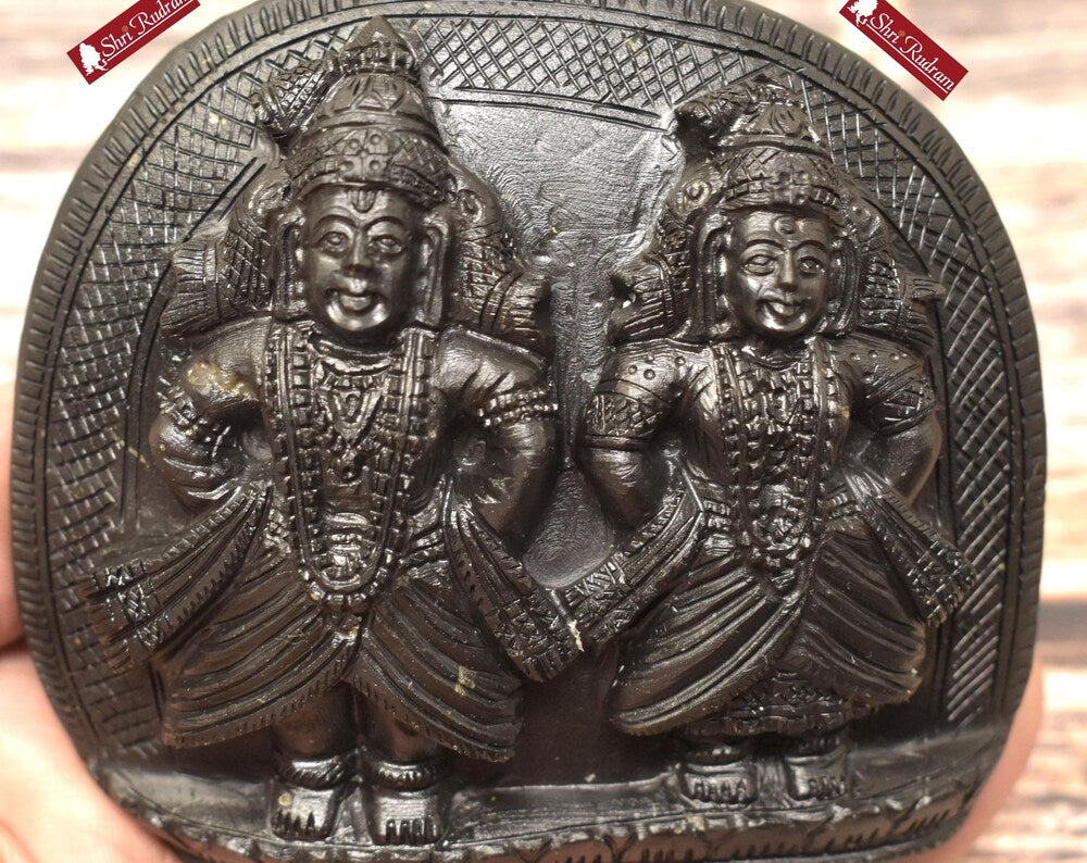 ShriRudram Panduranga Rukmini Murti Idol Carved on Sudarshan Shaligram Nepal PR380