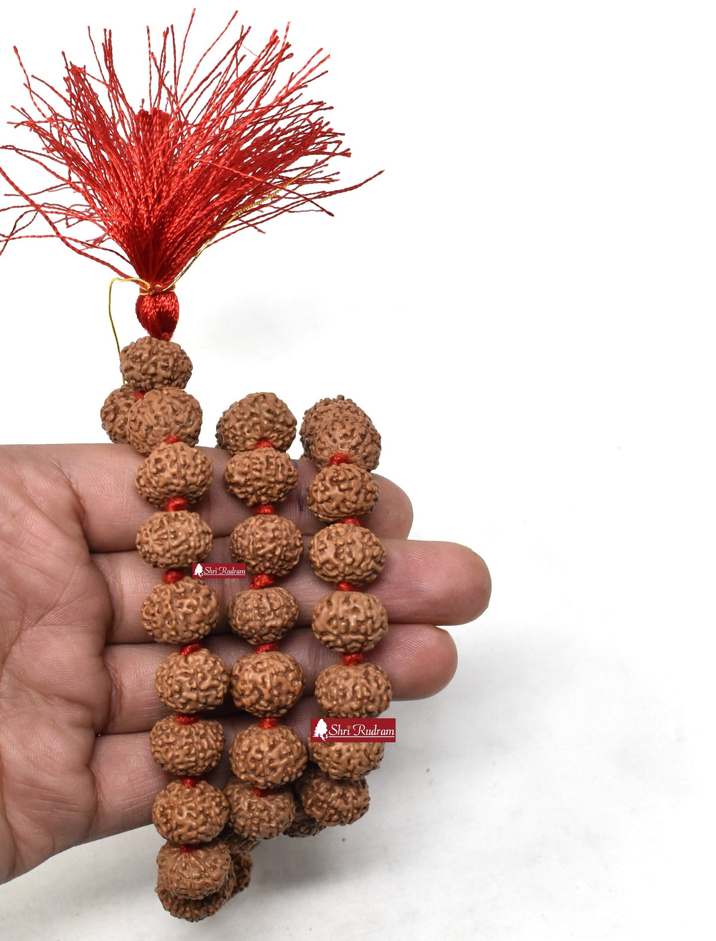 ShriRudram 9 Mukhi Rudraksha Mala / Nine Face Rudraksh Rosary 54+1 Beads Lab Certified 14-16 MM