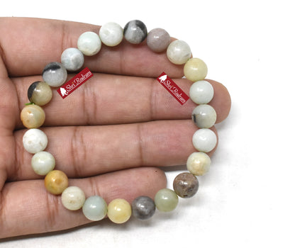 ShriRudram Natural Amazonite Bracelet Wristlet Beads Adjustable Free Size Lab Certified 8 MM