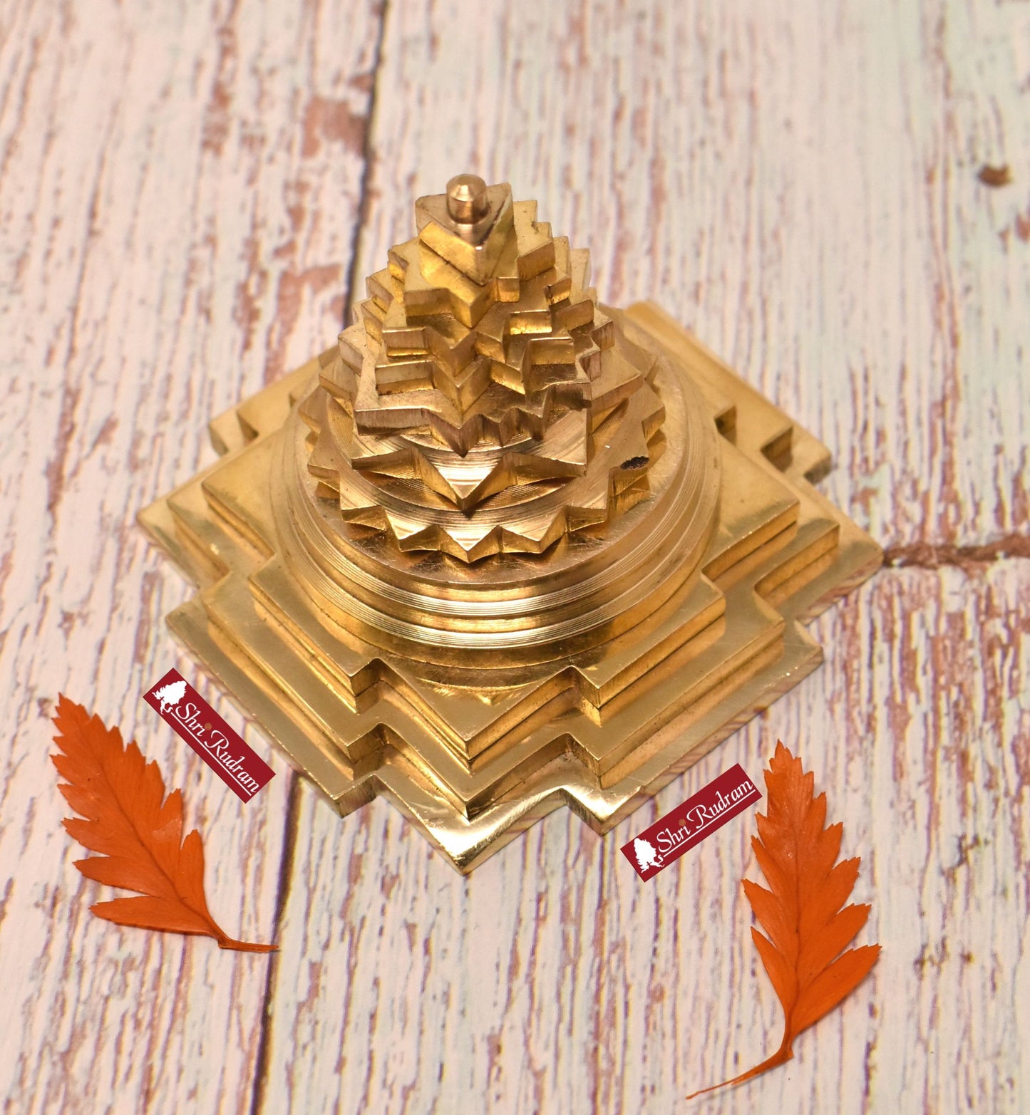 ShriRudram Brass Sri Yantra, Shri Yantra, Shri Chakra Yantra, Maha Meru Shree Yantra Ritual Object for Vastu, Prosperity & Abundance 3 Inch