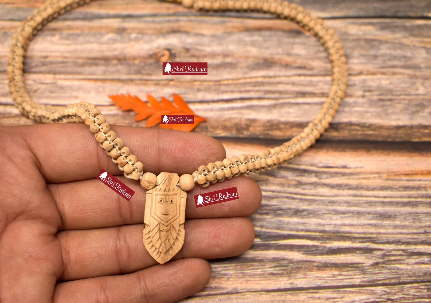 ShriRudram Tulsi Rosary Mala Prayer Necklace Jaganath Locket Engraved Top Quality D1