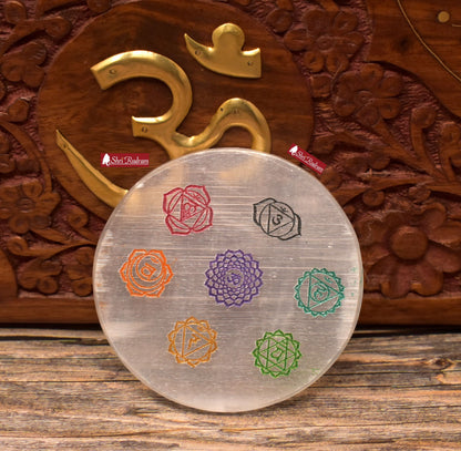 ShriRudram 7 Chakra Selenite Plate , Healing Crystals ,  Meditation Crown Chakra Top Quality
