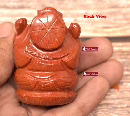 ShriRudram Red Jasper Ganesh Ganesha Top Quality Religious God Gift 105 Grams