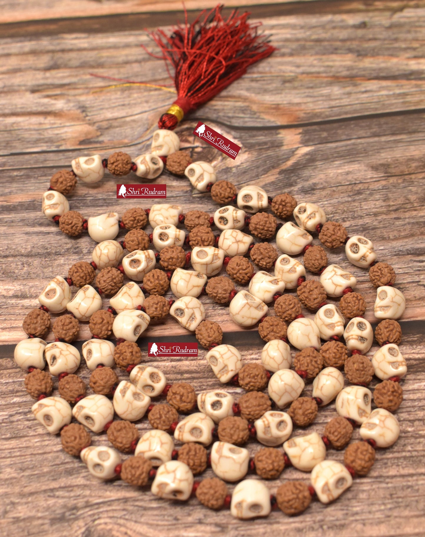 ShriRudram Skull Rudraksha Combination Mala , Meditation Beads, Skull Beads, Kali Beads, Prayer Beads, Buddhist Beads, Hindu Bead Mala
