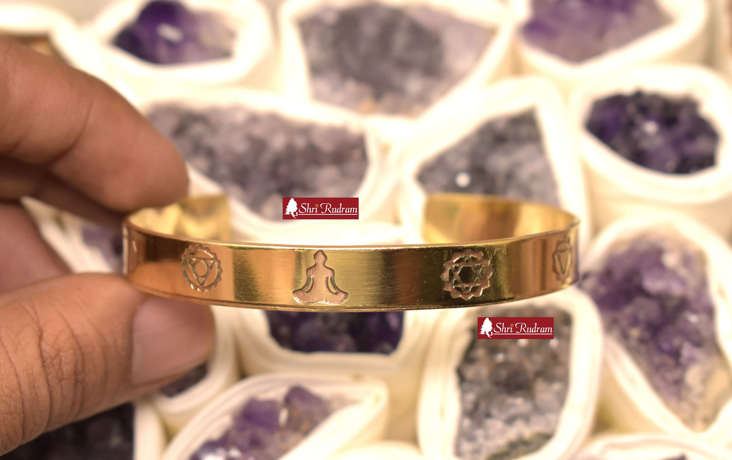 ShriRudram 7 Chakra Brass Bracelet , Engraved Bracelet, Adjustable Cuff Bracelet, , Seven Chakra Bracelet Set of 2 Bracelet