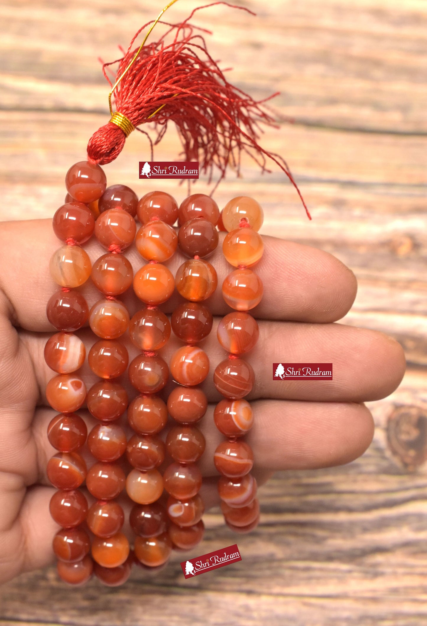 ShriRudram Carnelian Mala for Resilience, Carnelian Necklace, 108 Beads, Prayer Beads, Crystal Necklace, Spiritual Gifts, Yoga Gifts 8 MM