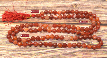 ShriRudram Carnelian Mala for Resilience, Carnelian Necklace, 108 Beads, Prayer Beads, Crystal Necklace, Spiritual Gifts, Yoga Gifts 8 MM