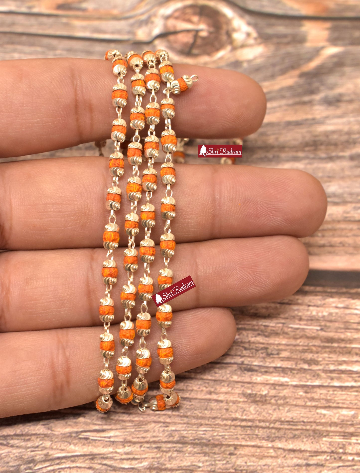 ShriRudram Rudrani Mala, Rudrani Necklace, Goddess Necklace, Handmade Mala, Natural Bead Necklace, 108 Rudraksha Necklace in SIlver