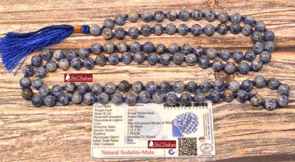ShriRudram Sodalite Mala for Balance, Protection, Empowerment, Sodalite Necklace, Necklace Gift For Meditation 8 MM