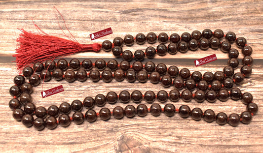ShriRudram Red Garnet Mala, Red Garnet Necklace, Natural Garnet Healing Crystal Chakra Tibetan Buddhist Prayer Japa Mala Bead Top Quality