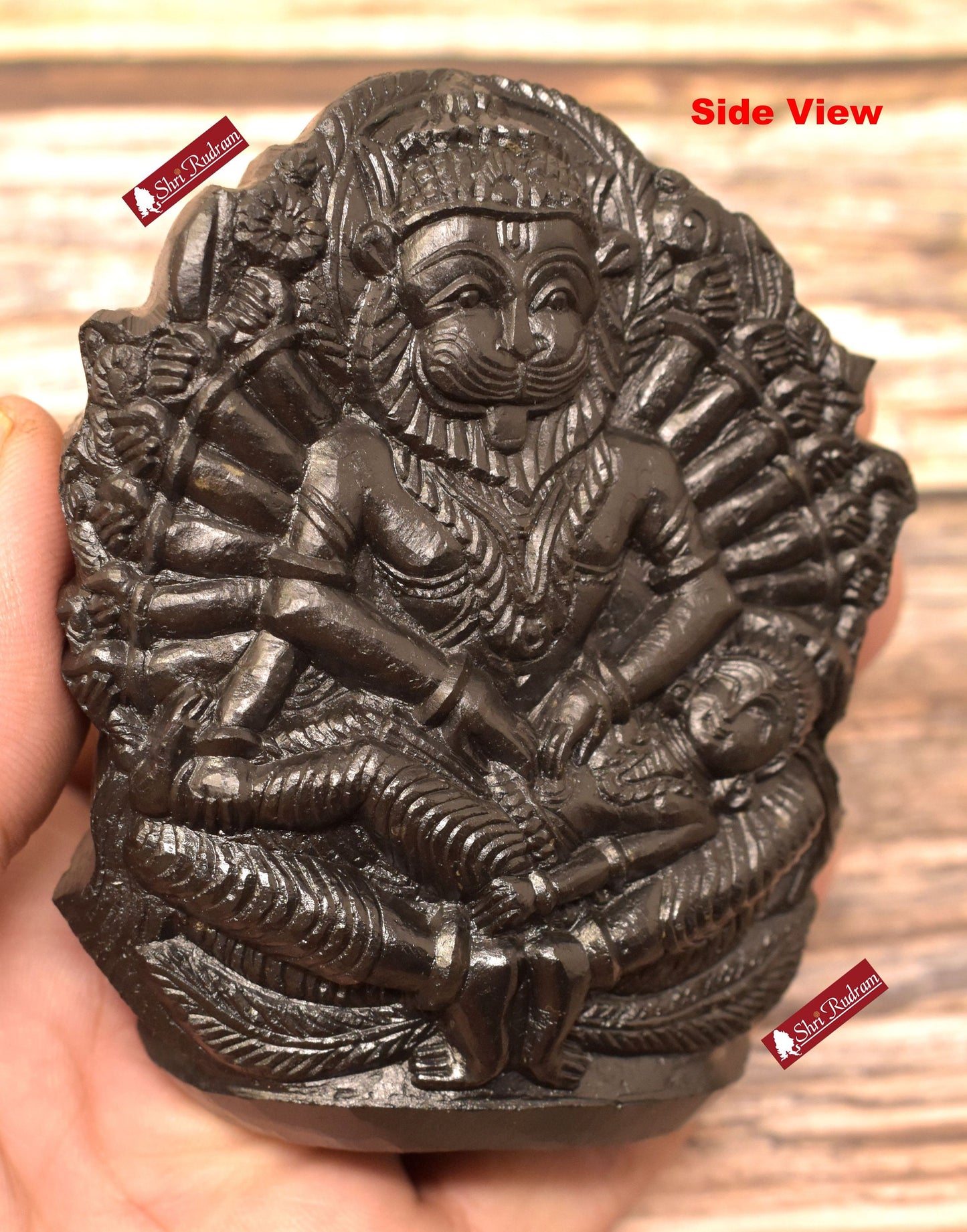 Shri Rudram Jwala Narsimha Murti / Jwaala Narasimha Idol Carved on Sudarshan Shaligram JL315