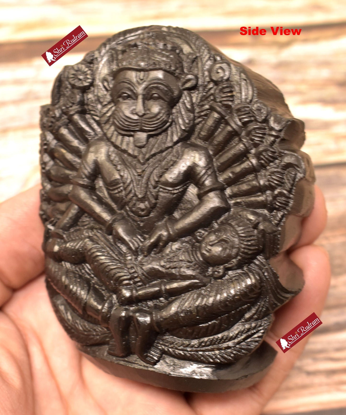 Shri Rudram Jwala Narsimha Murti / Jwaala Narasimha Idol Carved on Sudarshan Shaligram JL315