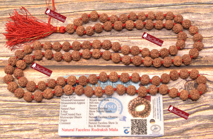 Shri Rudram Nirakar Rudraksha Mala / 0 Face Rudraksh Rosary Faceless Java Lab Certified 108+1 Beads