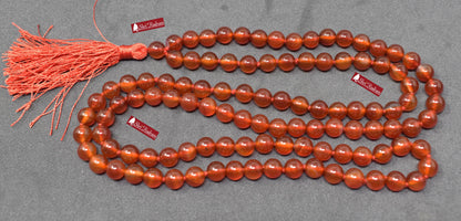 ShriRudram Red Onyx Mala, Red Onyx Necklace, 108 Beads, Statement Necklace, Gift For Yoga Lover Top Grade Lab Certified
