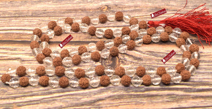 ShriRudram Sphatik Rudraksha Mala For Planet Venus Rudraksha Sphatik Japa Mala Rosary Yoga Gifts Rudraksh Clear Quartz Rosary Lab Certified