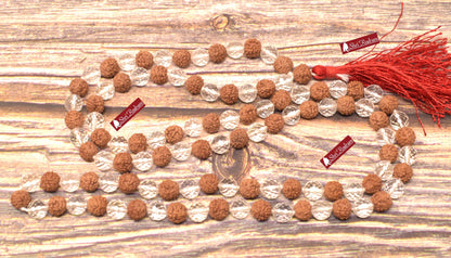 ShriRudram Sphatik Rudraksha Mala For Planet Venus Rudraksha Sphatik Japa Mala Rosary Yoga Gifts Rudraksh Clear Quartz Rosary Lab Certified
