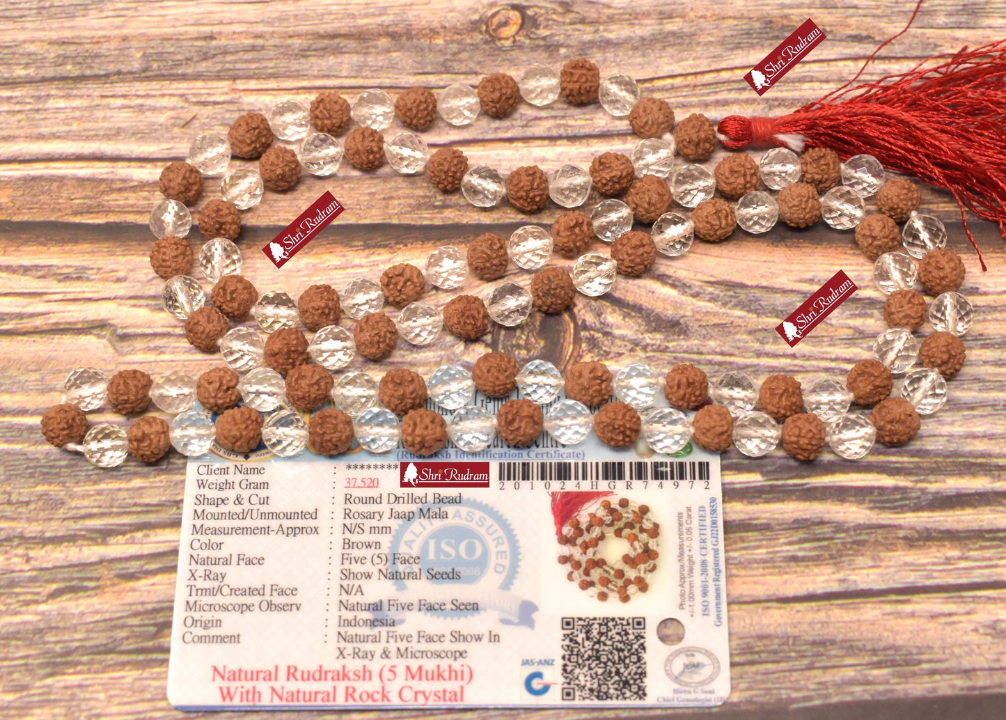 ShriRudram Sphatik Rudraksha Mala For Planet Venus Rudraksha Sphatik Japa Mala Rosary Yoga Gifts Rudraksh Clear Quartz Rosary Lab Certified