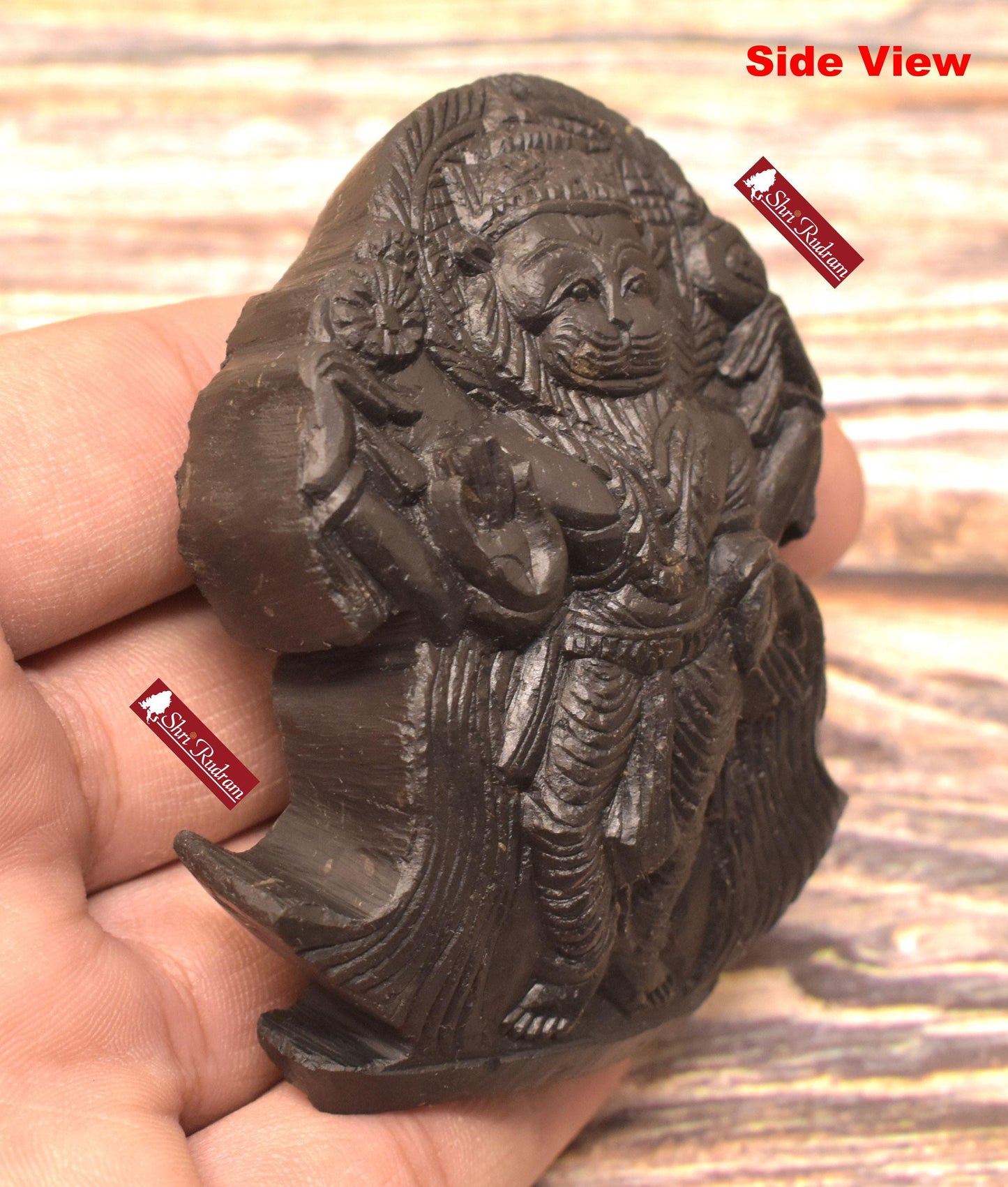 ShriRudram Narsimha Murti / Standing Narasimha Idol Carved on Golden Sudarshan Shaligram Nepal SHN125