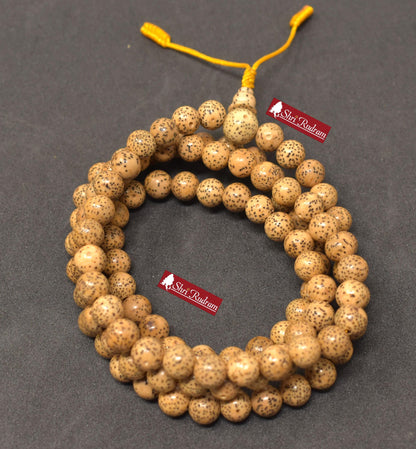 ShriRudram Tibetan Natural 108 Lotus Seed Mala from Nepal, Buddhist Meditation Mala Japa, Nepali Lotus Seed Handmade Necklace, Prayer Bead