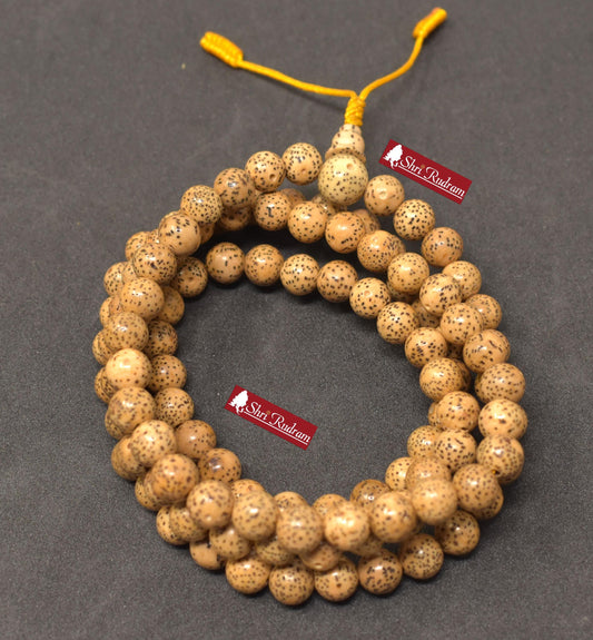 ShriRudram Tibetan Natural 108 Lotus Seed Mala from Nepal, Buddhist Meditation Mala Japa, Nepali Lotus Seed Handmade Necklace, Prayer Bead