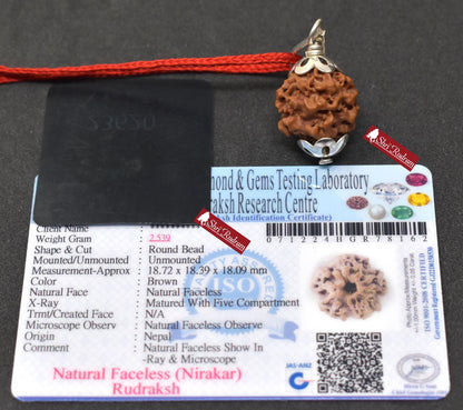 ShriRudram Zero Mukhi Rudraksha / Nirakar Faceless Rudraksh Nepal  Bead Lab Certified 18.72 MM