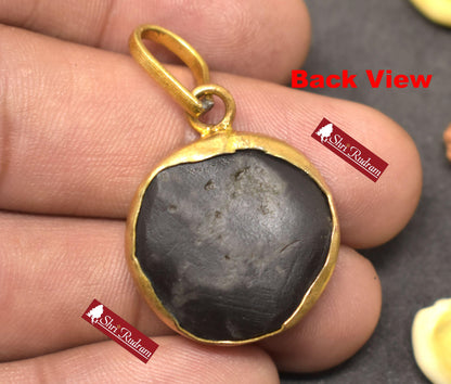 ShriRudram Golden Sudarshan Shaligram Pendant / Sudershan  Shaligram Brass PanchDhatu Locket Nepal NBL65