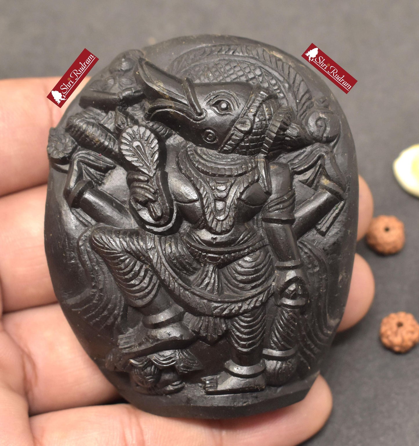 ShriRudram Varaha Murti / Luxmi Varah Idol Carved on Sudarshan Shaligram VH205