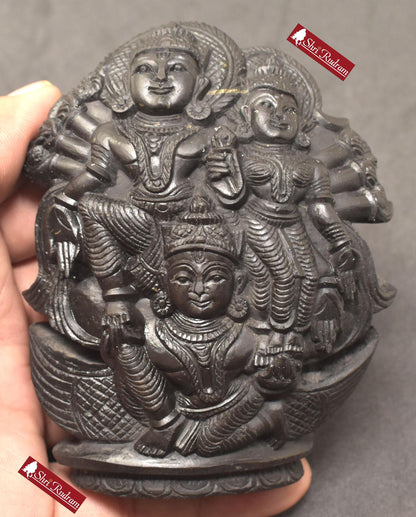 ShriRudram Vishnu Luxmi on Garud Murti / Laxmi Narayan Garuda Idol Carved on Sudarshan Shaligram Nepal