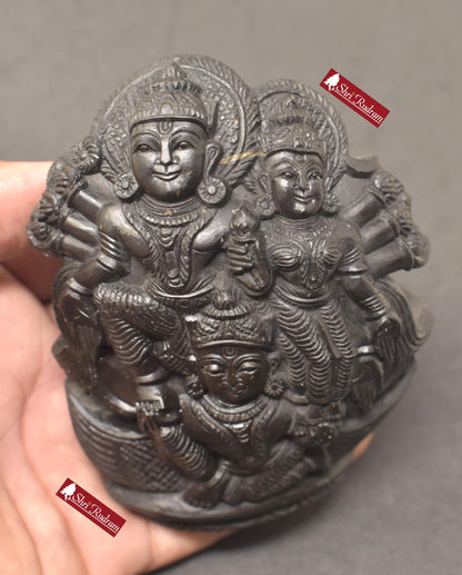 ShriRudram Vishnu Luxmi on Garud Murti / Laxmi Narayan Garuda Idol Carved on Sudarshan Shaligram Nepal
