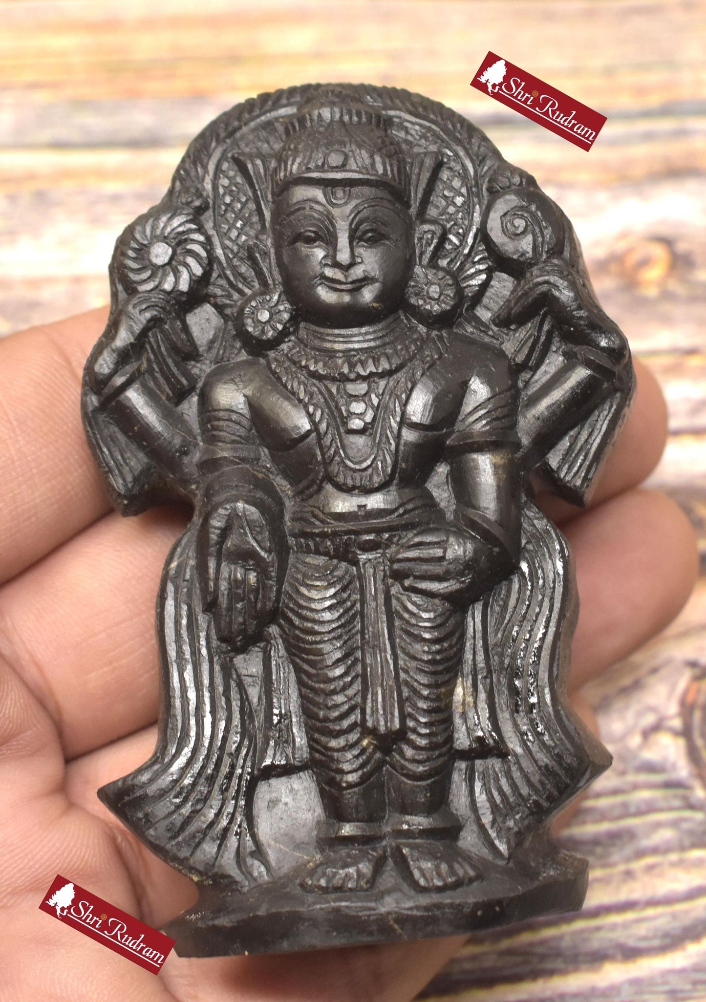 ShriRudram Tirupati Balaji Murti Venkateshwar Statue Idol Carved on Golden Sudarshan Shaligram Nepal TS187